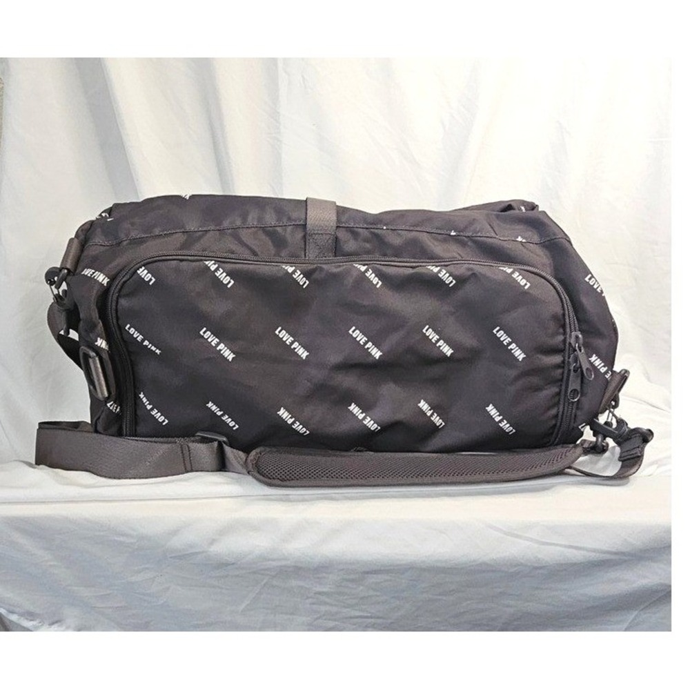 NWT Victoria's Secret PINK Convertible Campus Duffel Bag Grey Love Pink Logo